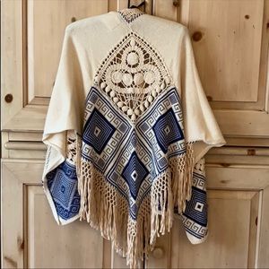 Angel of the North Holiday Crochet Knit Shawl Cardigan  Geometric Anthropologie